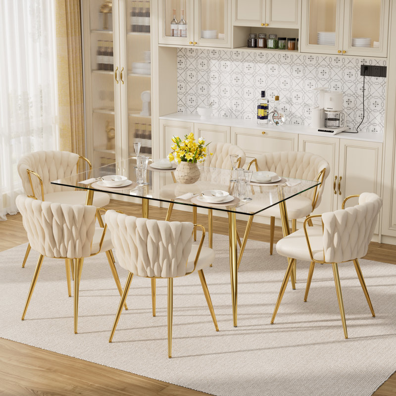 Ensemble repas pour 6 personnes, Beige, H 30 po x L 51 po x l 31,5 po