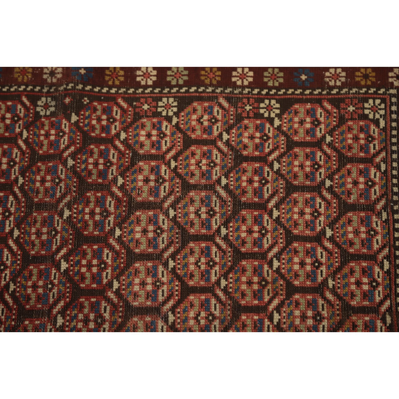 Pre-1900 Antique Traditional Vegetable Dye Rug 4x4