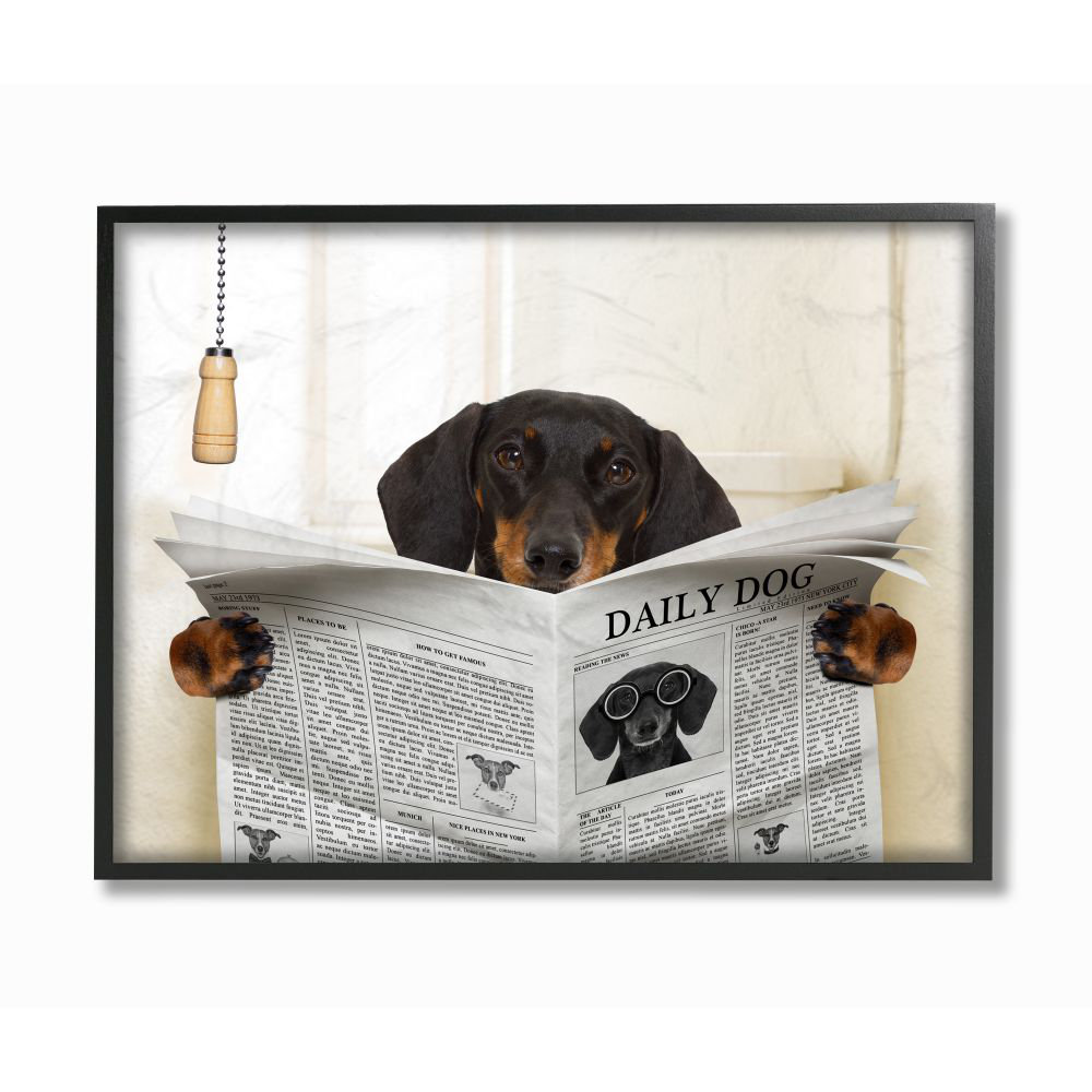 " Dog On Toilet Newspaper Funny Animal Pet " Winston Porter 