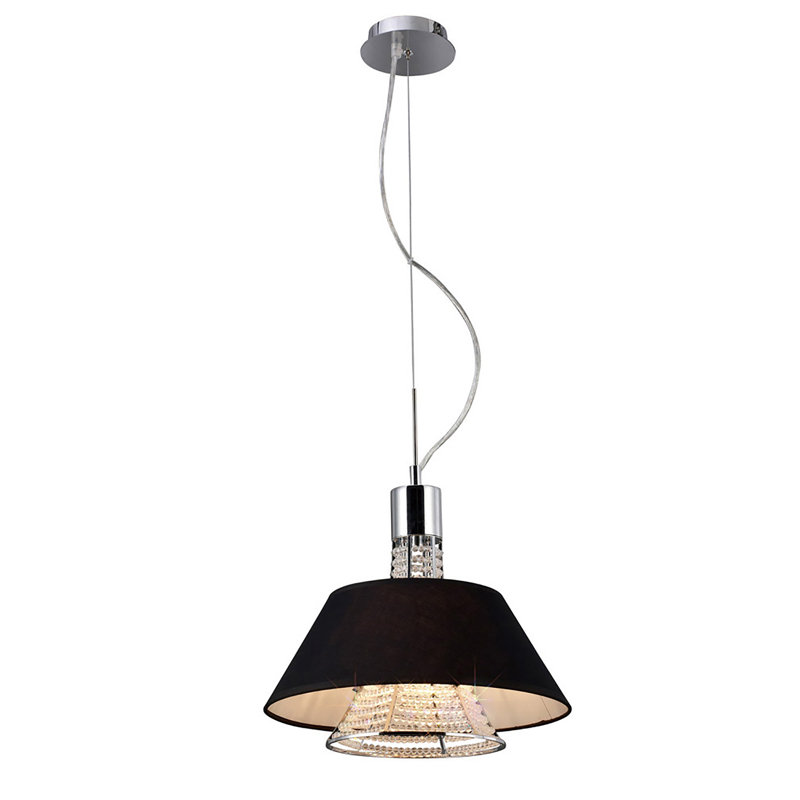 2 - Light Polished Chrome Cone Pendant, Black