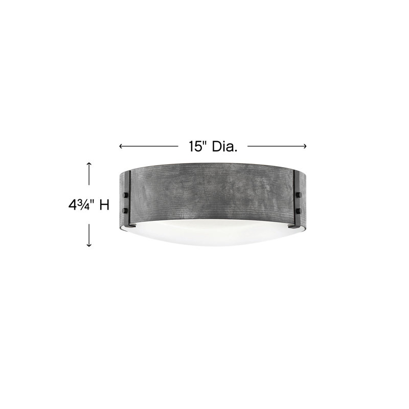 Sawyer 3-Light Outdoor Flush Mount, 4.75" H x 15" W x 15" D, Aged Zinc