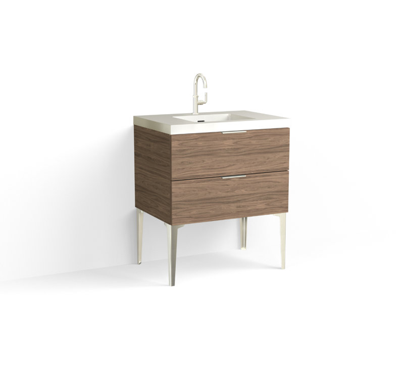 Avila 30" W Freestanding Single Bathroom Vanity with Dean Leg, Polished Nickel, Matte White/Single, Biondo