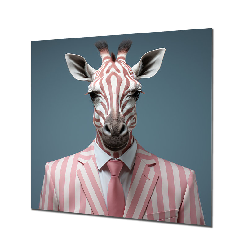 Élégance de mode girafe rose et blanche, H 16 po x l 16 po