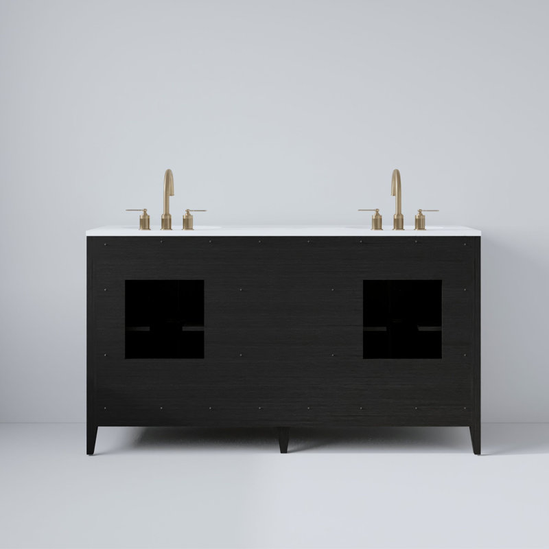 60" Undermount Double Bathroom Vanity Set, Wire Brushed Dark Oak
