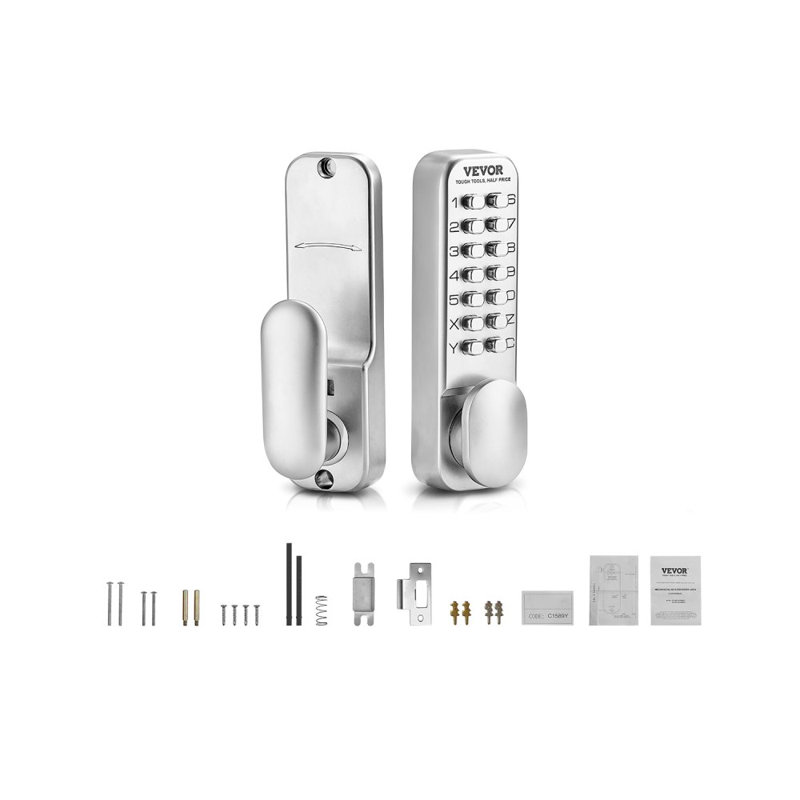 Serrure de porte mécanique sans clé à 14 touches avec bouton de porte mécanique en acier inoxydable