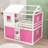 Wooden House Bunk Bed With Roll‑Up Tent, Guardrails And Ladder-2139205925-2139205922