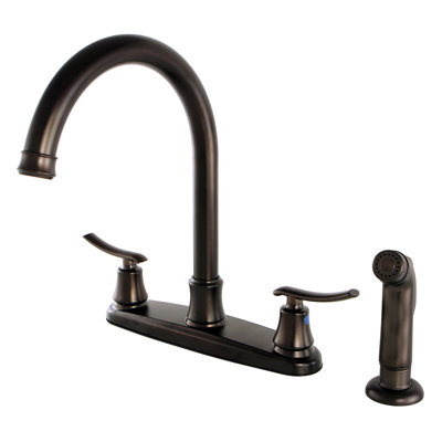 Kingston Brass Jamestown Two-Handle 4-Hole 8" Centerset Kitchen Faucet with Side Sprayer