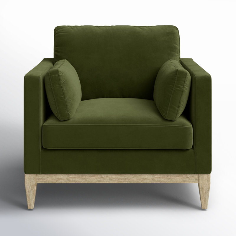 Pera Upholstered Armchair, Olive Green Velvet