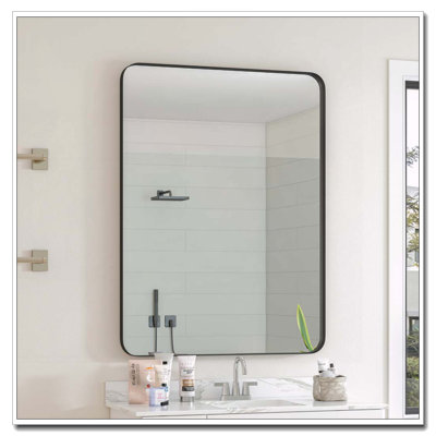 Wall Mirror 30X40 Inch Black Rectangular Mirror Metal Framed Mirror Vanity Mirror Dressing Mirror, For Bathroom, Living Room, Bedroom Wall Decor