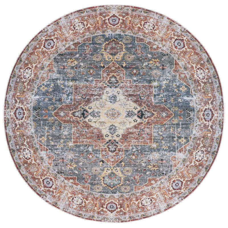 Tapis rouge / bleu Arizona 126, Rond 6 pi