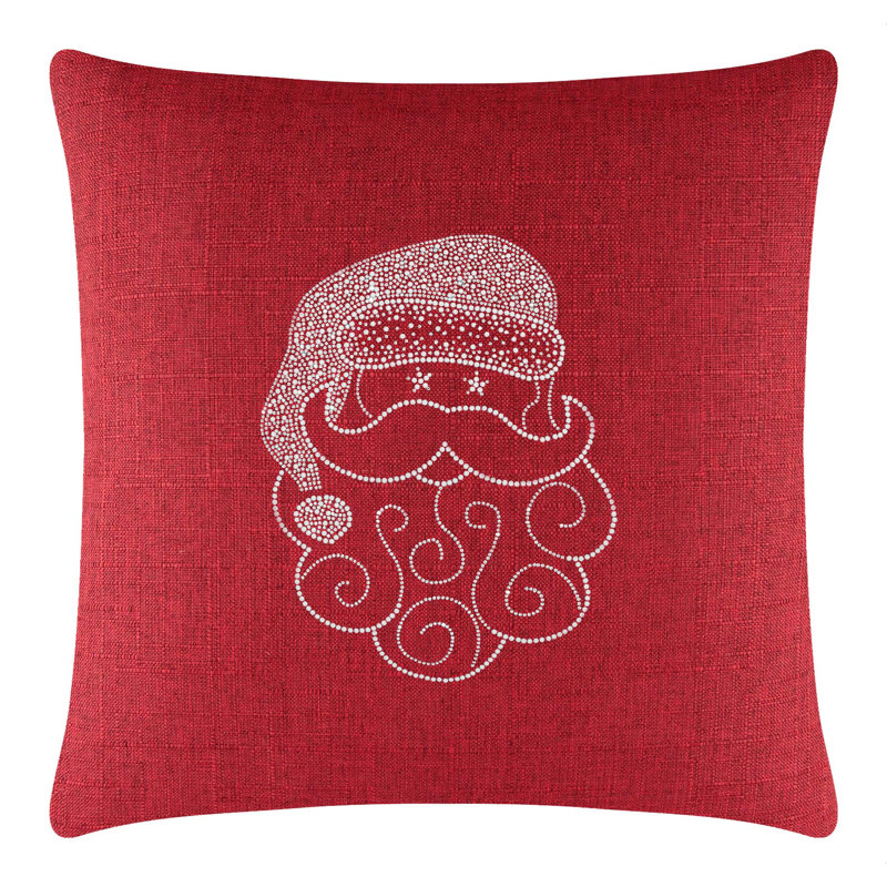 Coussin Sparkles Home Conception de Noël des Fêtes | Insertion de plumes | Lavable à la machine, Carré 20 po, Rouge