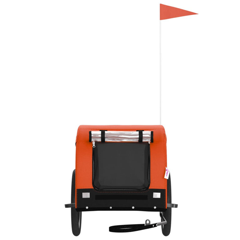 Pet Bike Trailer Oxford Fabric and Iron, Orange, 72cm H x 68cm W x 137cm D