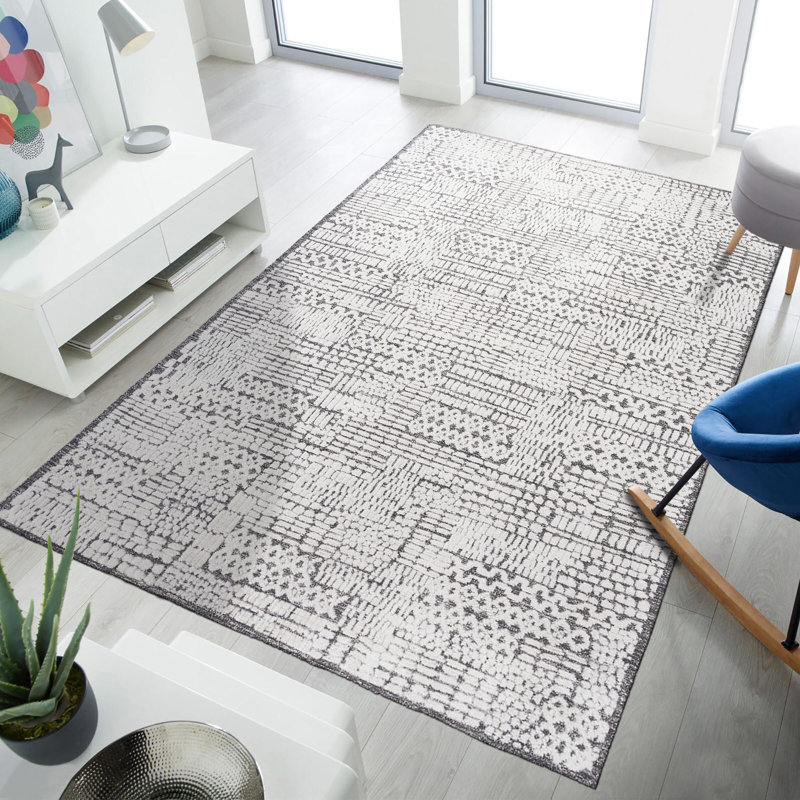 Tapis ivoire en laine noué à la main Sloane, Rectangle 9 pi x 12 pi