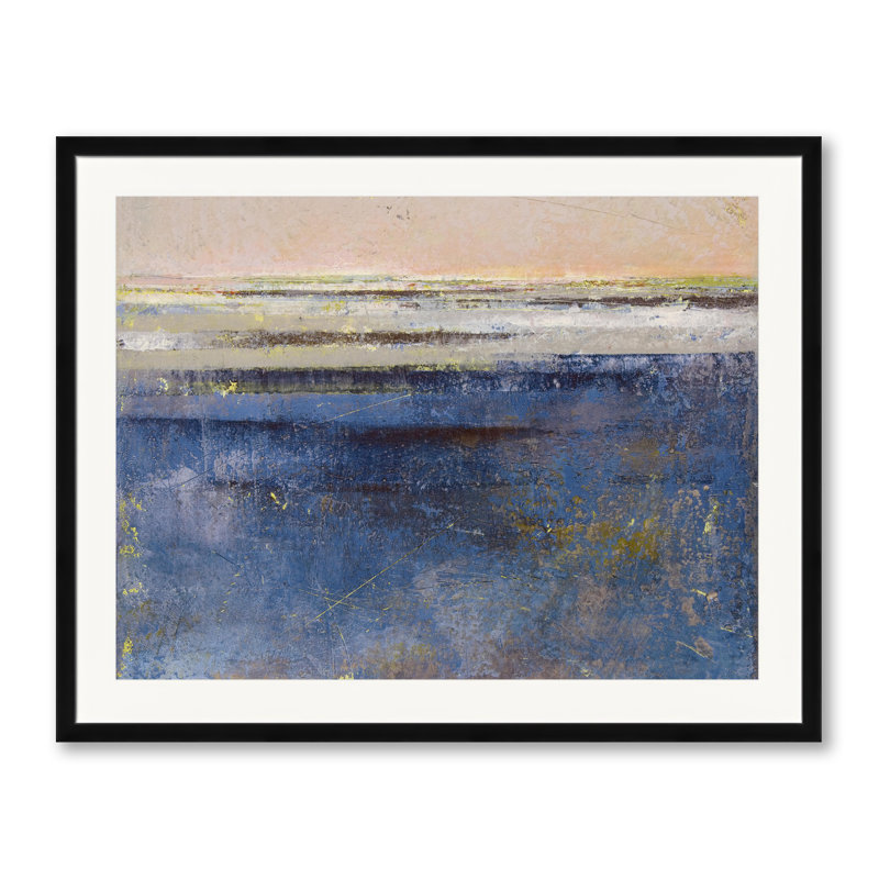 «Secret Waters» par Victoria Primicias - Peinture, Papier avec cadre noir, H 25,25 po x l 31,25 po