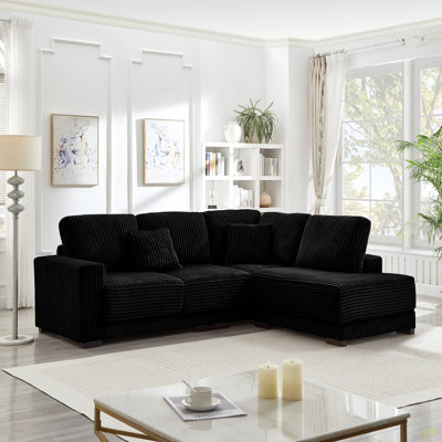 93" Sectional Sofa, L Shaped Sofa Couch With Reversible Chaise Lounge, Upholstered Soft Corduroy Couch For Living Room, Apartment by Latitude Run