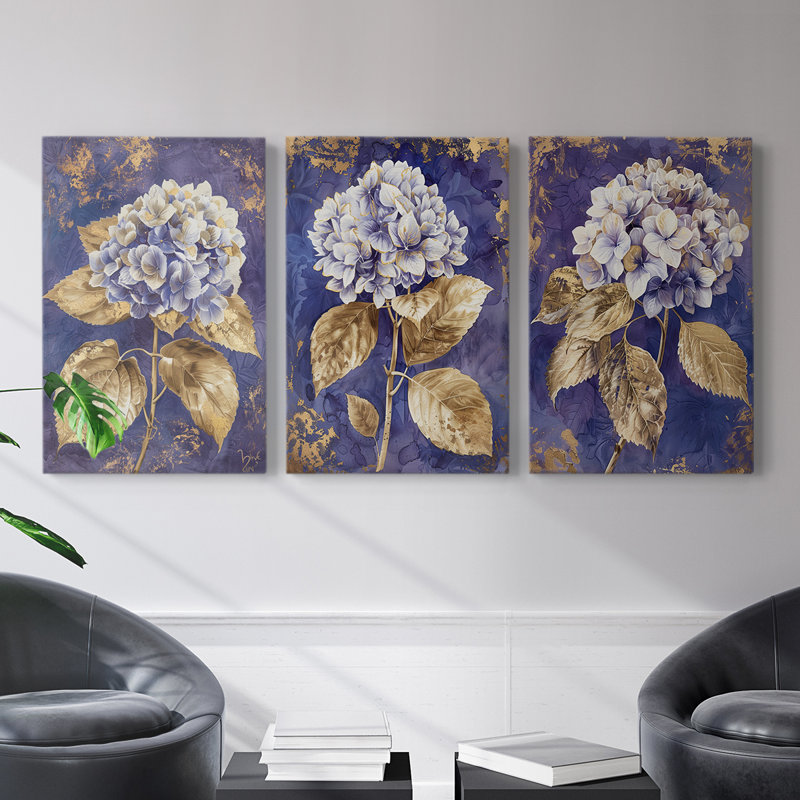 Série d'étude florale Lxxiv - ensemble de toiles tendues avec châssis Premium - prêt à être accroché