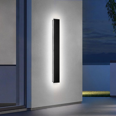 47.3" Modern Black LED Dimmable Waterproof  Linear Outdoor Wall Sconce for Exterior Porch or Garden