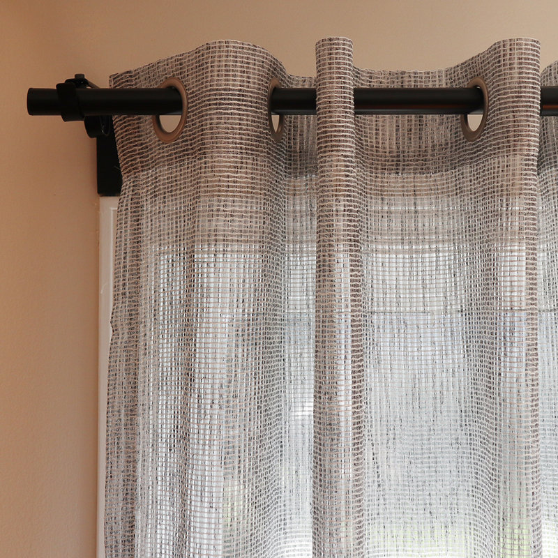 Panneau de rideau simple à œillets Myrto, Gris / Blanc, L 54,00 po x L 95,00 po