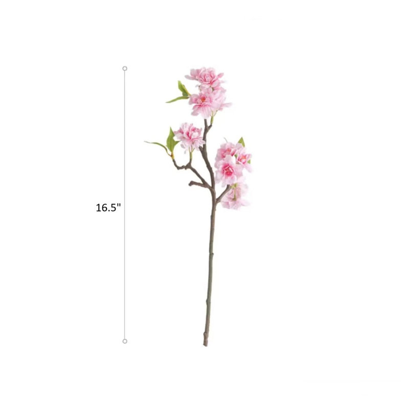 Petite tige de fleur de pêcher 16,5 po de hauteur, Rose clair