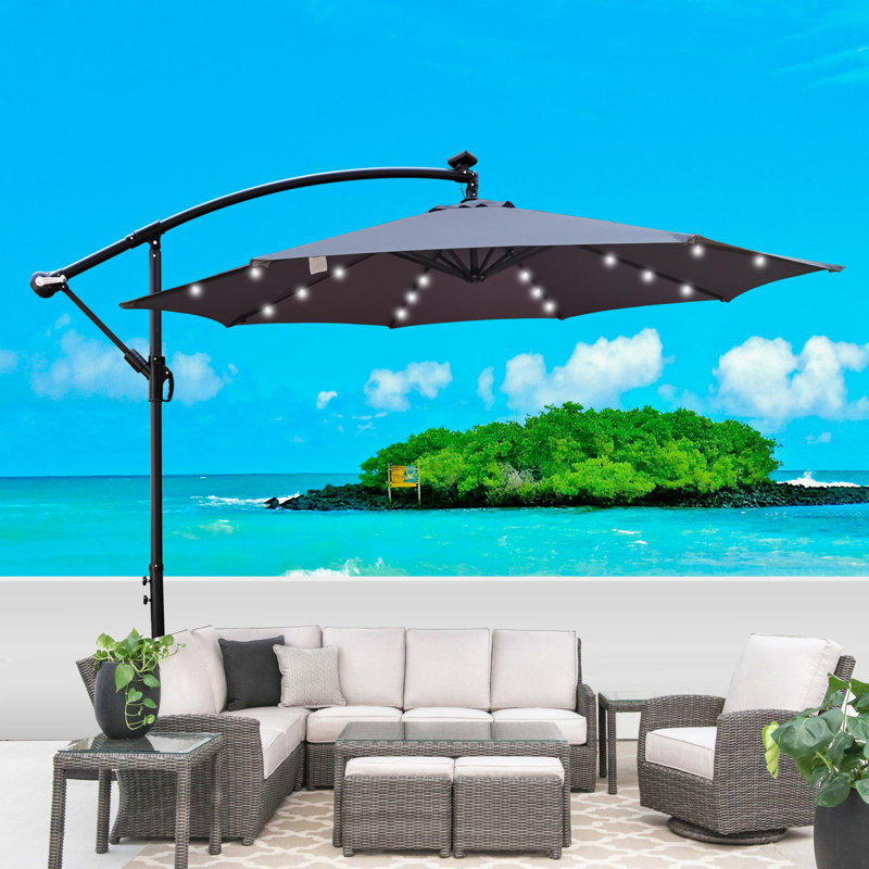 Parasol lumineux à énergie solaire à DEL, Gris moyen