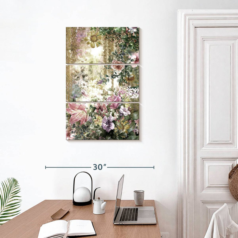 Harnek, fleurs printanières abstraites, H 32 po x l 20 po