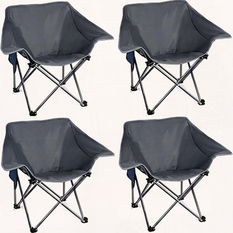 Ensemble de 4 chaises de camping pliantes portatives - robustes, capacité de 400 lb, Gris