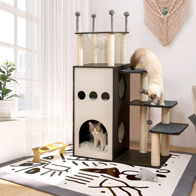 Tavion 42.5“ Wood Cat Trees,Cat Tower,Cat Trees for Large Cats