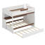 Lit superposé multifonctionnel avec lit gigogne caché, escalier escamotable, tablettes de présentation et éclairage DEL-1959448255