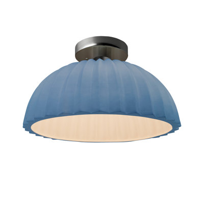 Radiance - Pleated Dome Semi-Flush - Sky Blue - Brushed Nickel - Dedicated LED