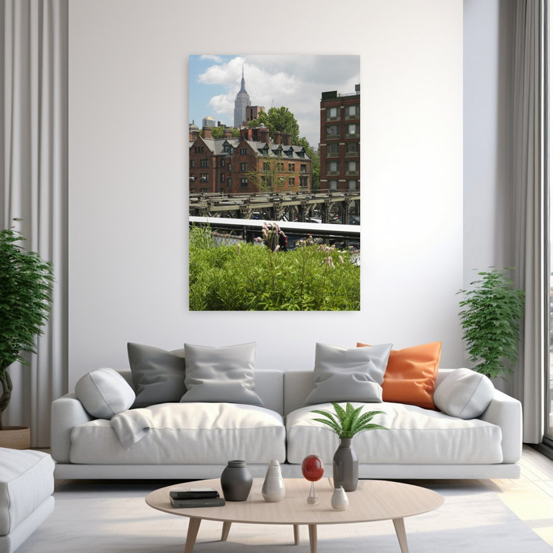 Buildings in a city High Line Park 20th Street Empire State Building Manhattan New York City New York State USA 1 Piece Wrapped Canvas Wall Art