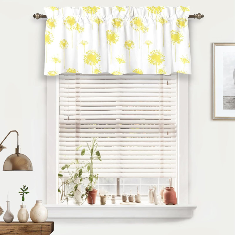 Burkittsville Floral Tailored Window Valance, Yellow, 52" W x 18