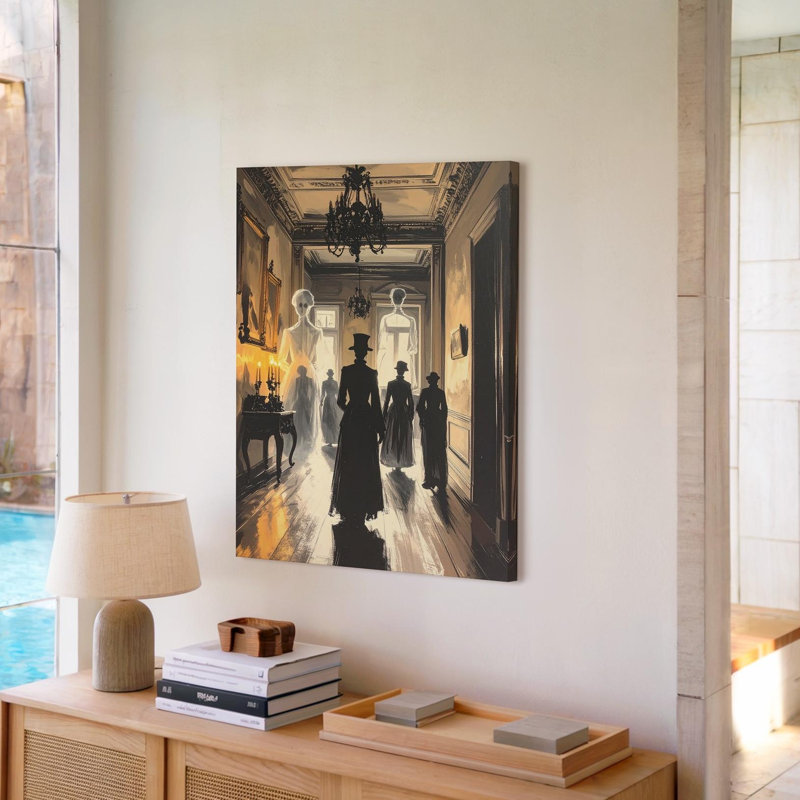 Toile, art mural, couloir fantôme victorien, maison hantée gothique, H 20 po x l 16 po