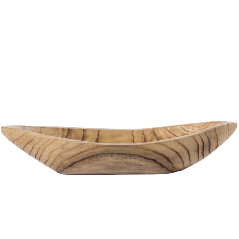 Assiette décorative ovale en bois de style maison de ferme en brun Paulsen, H 4,25 po x l 21,75 po x P 8 po