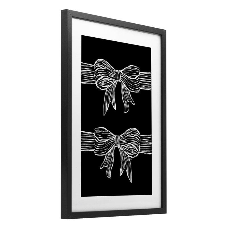 Arcs blancs sur fond noir, impression de Martina Pavlova, H 20 po x l 14 po, Cadre noir minuit