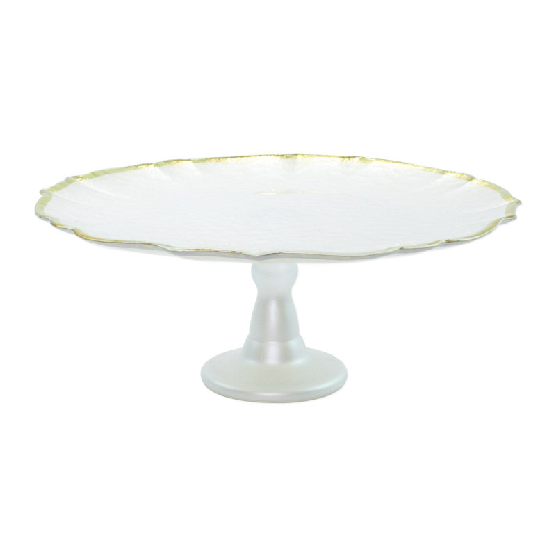 Présentoir à gâteaux baroque en verre, Blanc