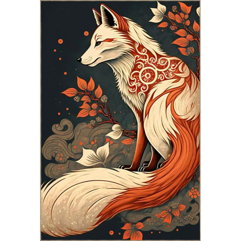 Tapis décoratif moderne Red Fox, Sous-tapis carré 3 pi 3 po inclus