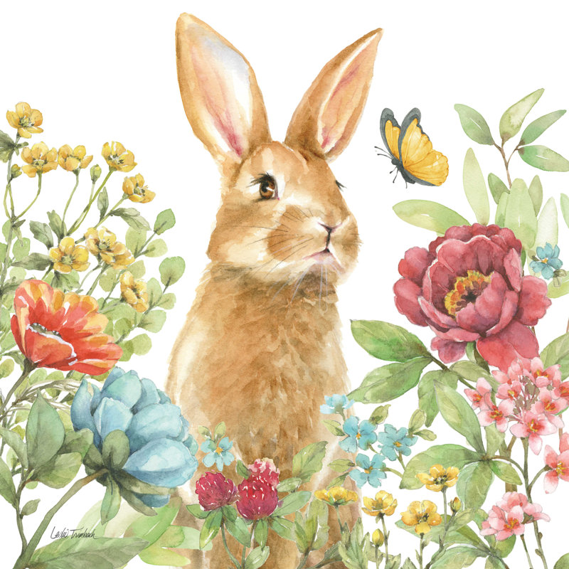 «Garden Bunnies IV» par Leslie Trimbach, impression sur toile tendue, H 30 po x l 30 po
