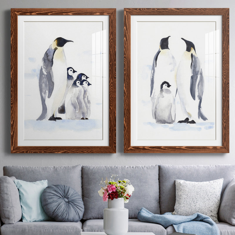 Emperor Penguins I Premium encadré mat - prêt à accrocher, H 31,5 po x l 23,5 po x P 1 po, Érable