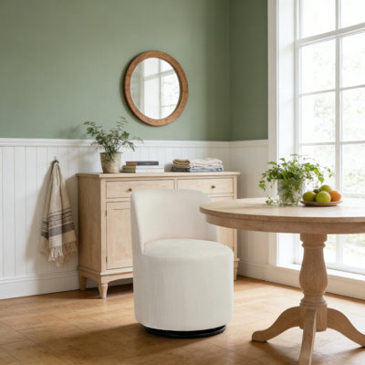 Linen Upholstered Kitchen Dining Room Chair Swivel Barrel Chair Accent Chair