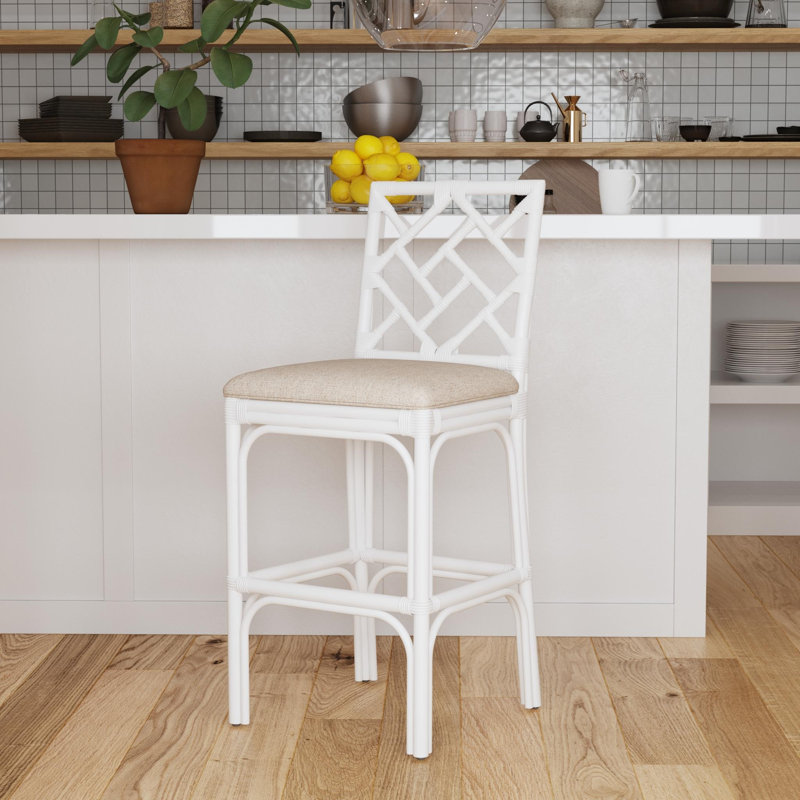 Tabouret Fulton, Siège brun / cadre blanc, Tabouret de bar (siège d'une hauteur de 30 po)