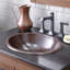 Rolled Copper Oval Drop-In Bathroom Sink-113450296