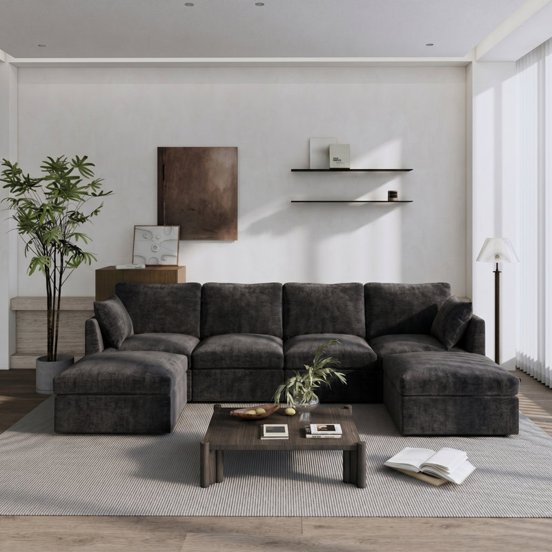 Canapé modulaire rembourré 6 pièces Sarang, Mélange de polyester vert