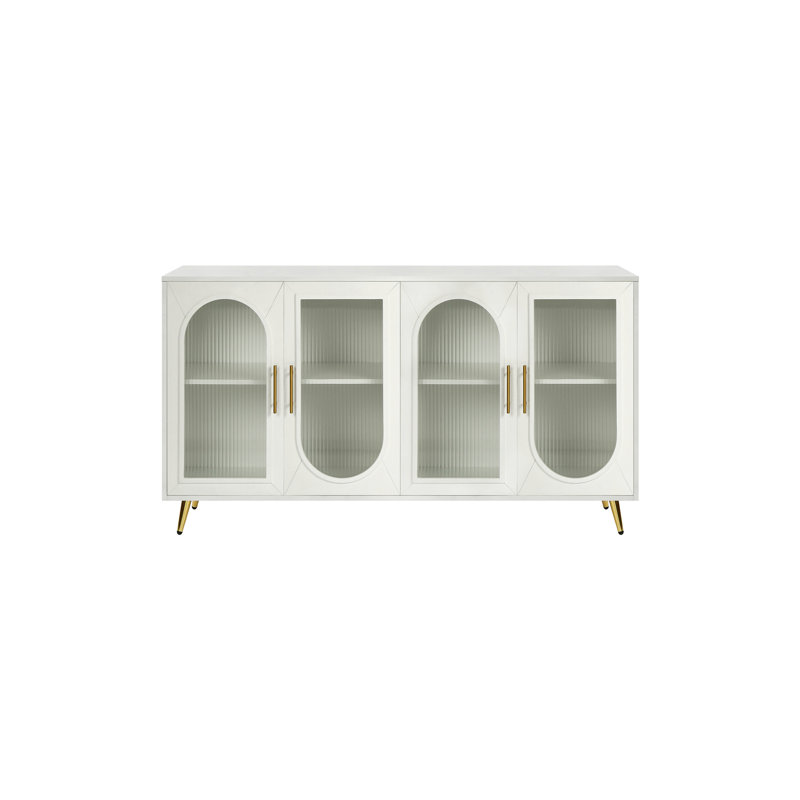 Meuble télé pour téléviseur de 65 pouces et plus, armoire de rangement et tablettes réglables, console antique avec porte en verre flou