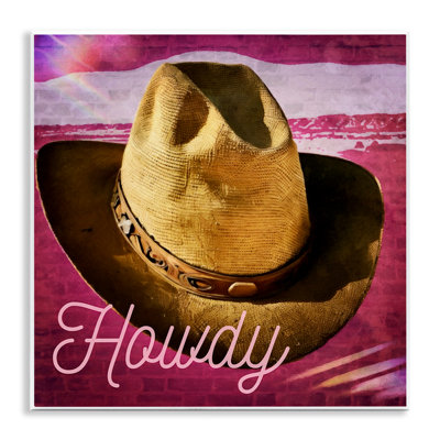 "Howdy Cowboy Hat" sur plaque murale rose par Graffi *ee Studios