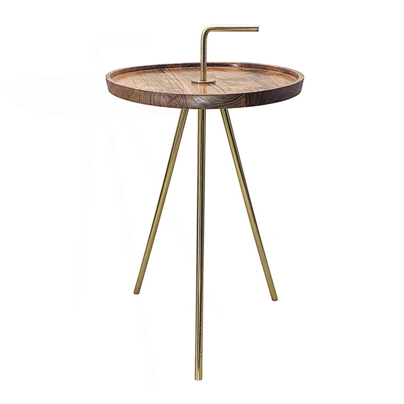 Side Table With Tripod Steel Legs