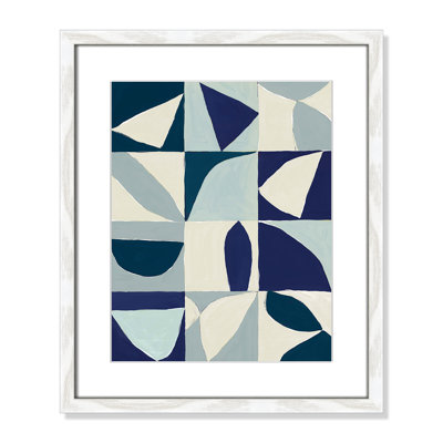 Yellow Mayan I Blue Version By Isabelle Z  - Framed Art w/ 4 Ply Matboard