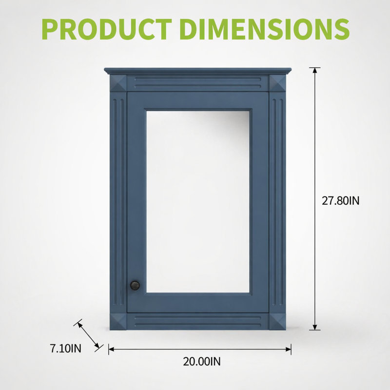 Armoire de rangement murale de 20 pouces avec miroir haute définition, organisateur de pharmacie peu encombrant avec tablettes réglables en hauteur, solution de rangement multifonctionnelle pour petits et grands espaces de salle de bain