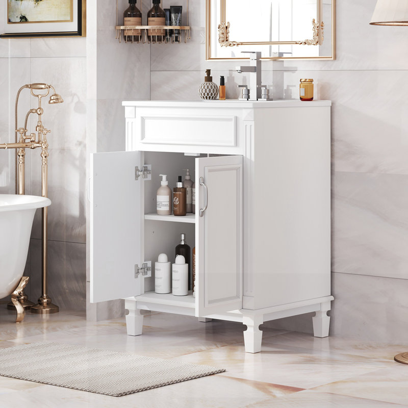 Meuble-lavabo 24 po avec lavabo supérieur, Blanc