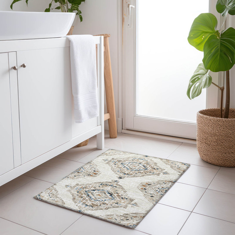 Premium Machine Washable Andreau AMF91 Linen Rug, Rectangle 1'8" x 2'6"