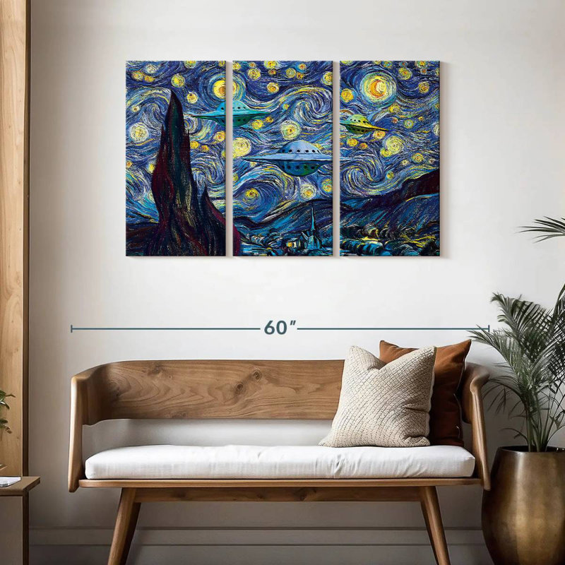 Kelan Alien Invasion Starry Night, H 28 po x l 45 po